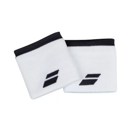MUÑEQUERA DE ALGODON BABOLAT LOGO WHITE/BLACK