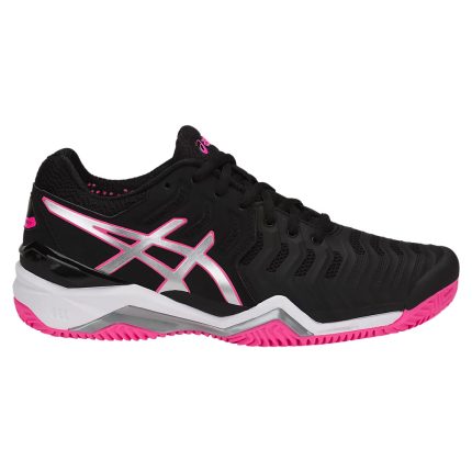 TENIS ASICS GEL RESOLUTION 7 CLAY BLACK/SILVER/HOT PINK WOMEN